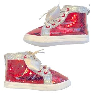 Toddler Girl Red Sequin High Top Sneakers | 8
